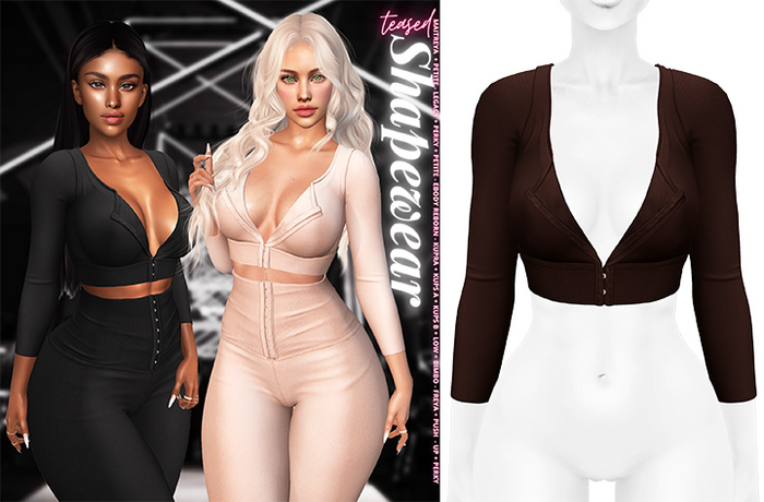Teased - Shapewear Top Dark Brown *Updated* for Reborn Waifus,LaraX & LaraX Petite