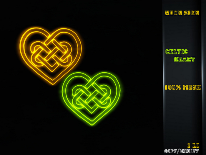 .. Indicax420 .. Celtic Heart Neon Sign - Add/Res