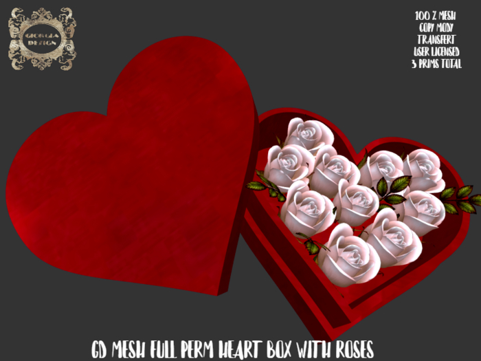 GD MESH FULL PERM HEART BOX WITH ROSES