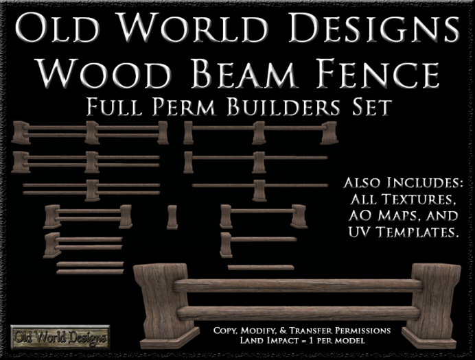 Old World Designs Wood Beam Medieval Fence Full Perm Builders Set