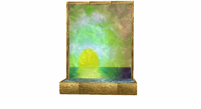box-waterfall wall green sunset