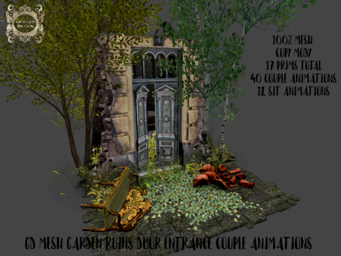 GD MESH GARDEN RUINS DOOR ENTRANCE COUPLE ANIMATIONS