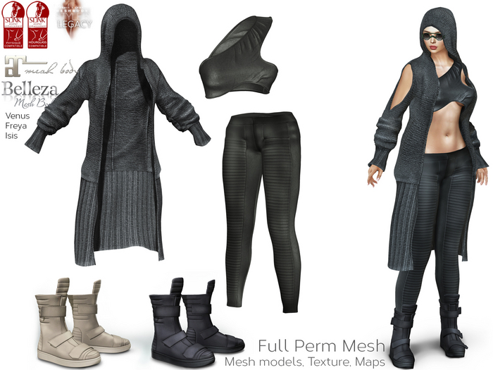 Full Perm Mesh Futuristic Outfit - Female for MAITREYA, BELLEZA (Freya, Isis, Venus) SLINK (physique, hourglass), Legacy