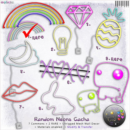 ***RARE*** [ bubble ] 1- Rainbow Neon Wall Decor Set - RARE