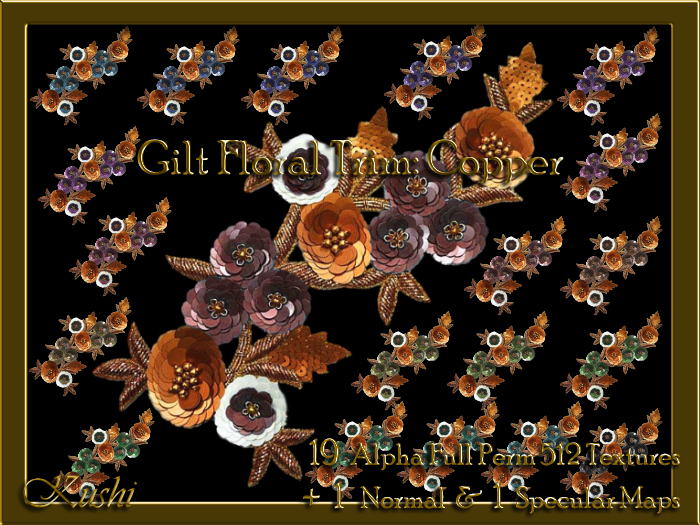 Gilt Floral Trim Copper Texture Set