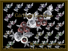 Gilt Floral Trim Silver Texture Set