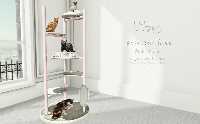 VIBES - Pole Cat Tree (Light Pink & White)