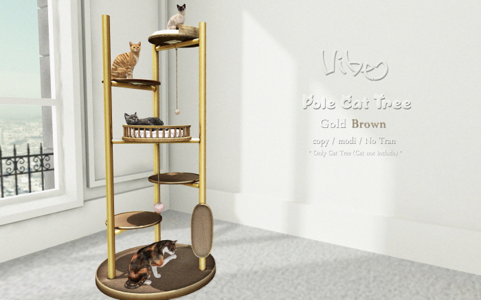 VIBES - Pole Cat Tree (Gold & Brown)