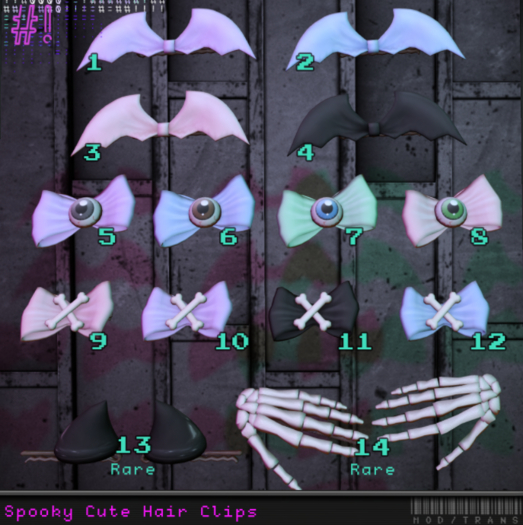 14. #hashbang! - Spooky Cute Hairclips - Skeleton Hand RARE