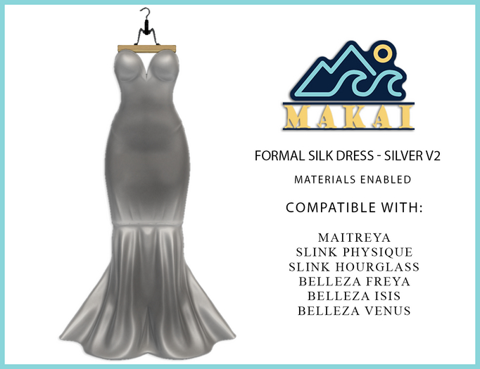 Makai - Formal Silk Dress - Silver Version 2