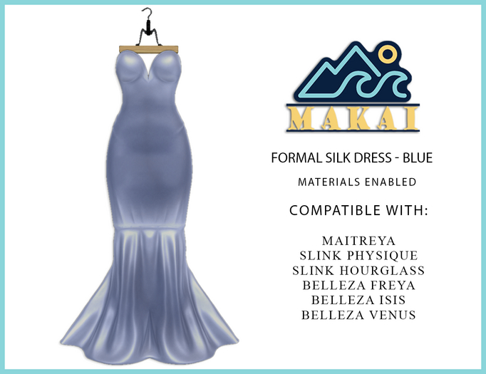Makai - Formal Silk Dress - Blue
