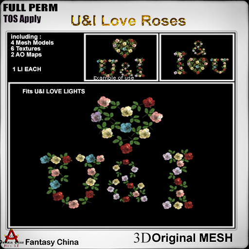 FULL PERM Mesh U & I Love Roses