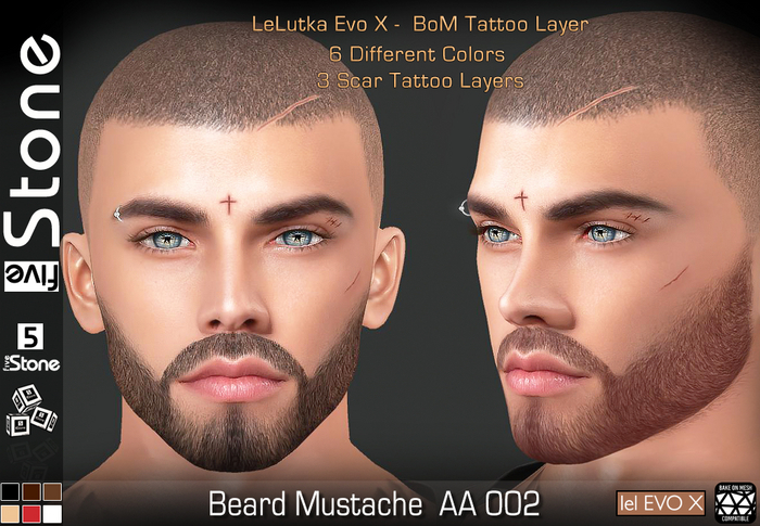 Five Stone AA 002 Beard  + Scar + Cross