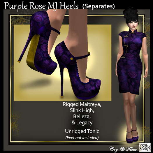 C&F Cheongsam Separates - MJ Platform Heels - Purple Rose