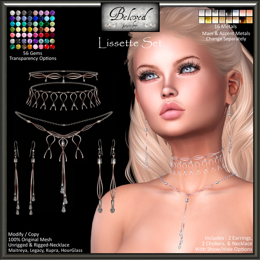 Beloved Jewelry : Lissette Set (Texture Change) Earrings, Choker, Necklace, Gold, Silver, Maitreya, Legacy, Ku