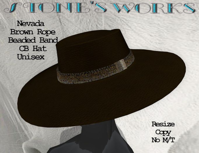 Nevada Brn Beaded Rope CB Hat Stone's Works