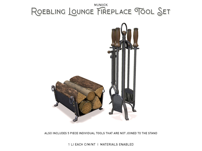Muniick - Roebling Lounge Fireplace Tools and Log Holder
