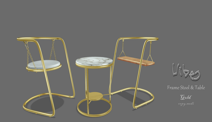VIBES - Frame Stool, Table Set (Gold)