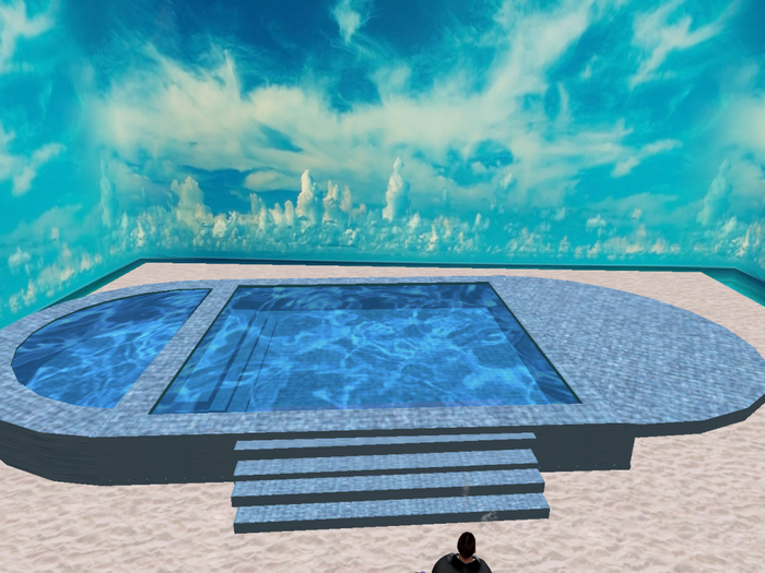 beautiful  bluerelax pool with deck  14 prims boxed