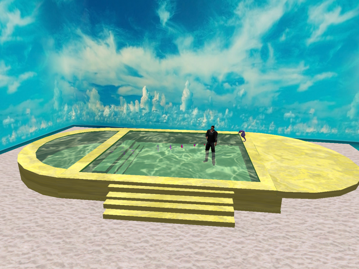 beautiful relax pool yellow  with deck boxed