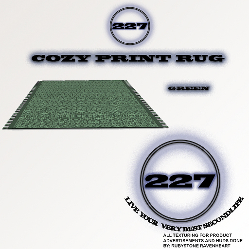 227 - COZY PRINTED RUG (GREEN)