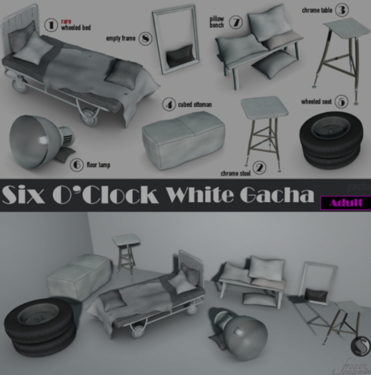 !six o'clock! [WHITE GACHA-1] Wheeled Bed* - RARE