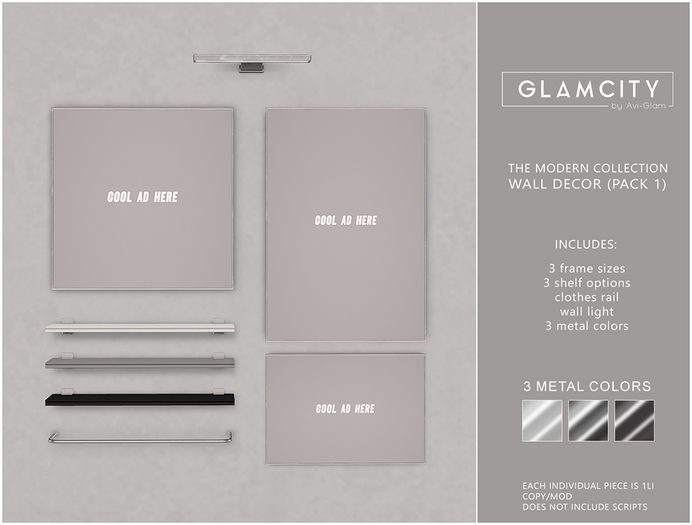 GLAMCITY // The Modern Collection - Wall Decor - Pack 1