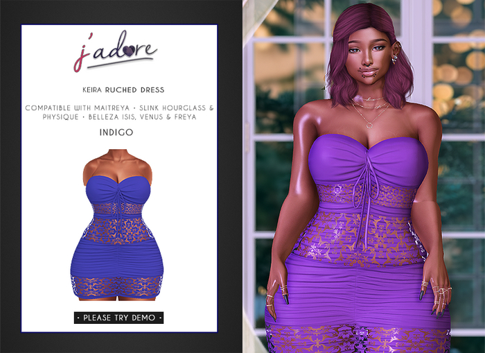 [J'Adore] Keira Ruched Dress - Indigo