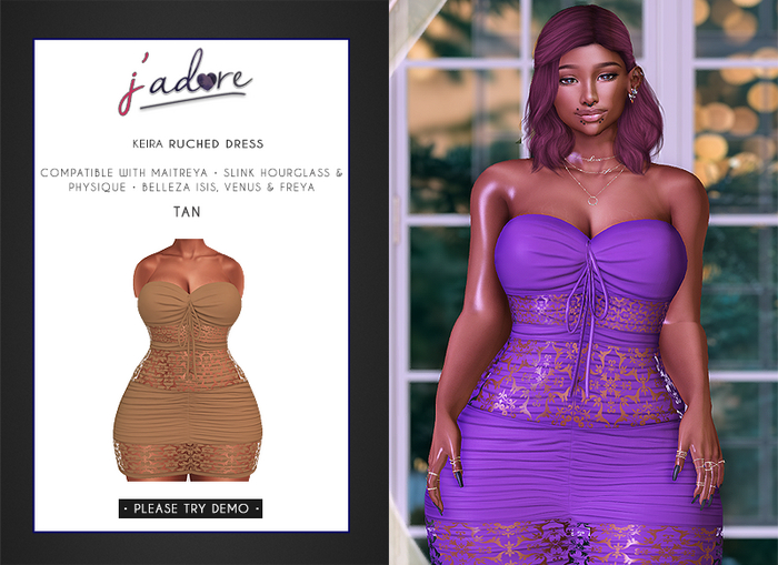 [J'Adore] Keira Ruched Dress - Tan