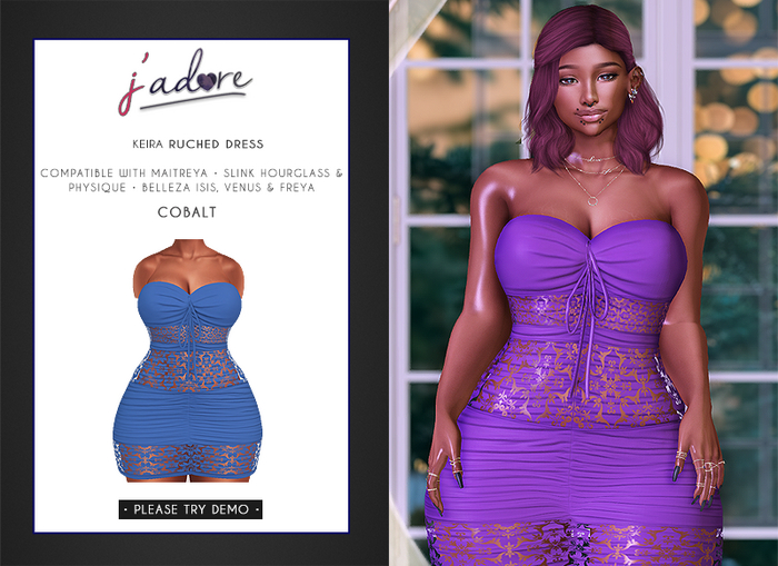 [J'Adore] Keira Ruched Dress - Cobalt