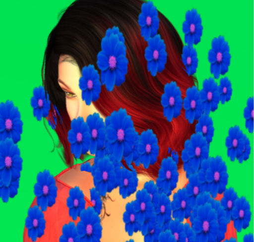 Kiss Lips Blue Flower 