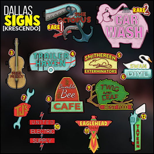 [Kres] Dallas Signs - 2 - Car Wash - RARE