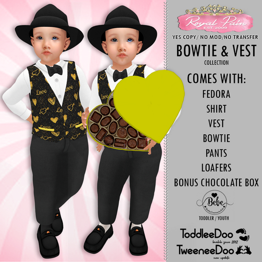 ROYAL BOWTIE AND VEST 2022 VALENTINE GOLD