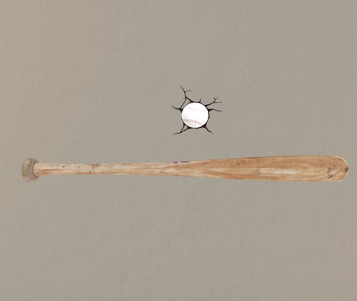 Wall- Baseball Cracked and Bat Boxed