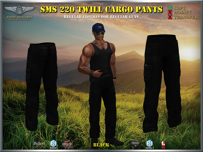 SMS 220 Twill Cargo Pants - Black
