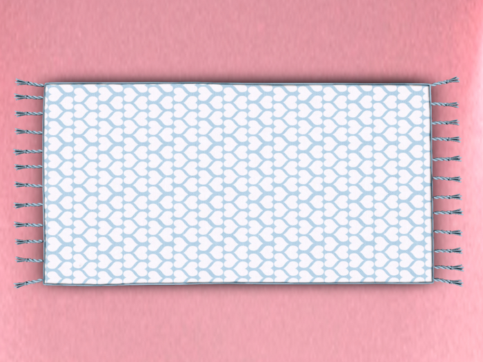 ~ Hotstuffs ~ Heart Scattered Baby Blue Rug