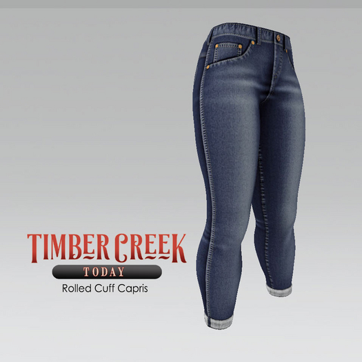 [Timber Creek] Rolled Cuff Capris-Blue