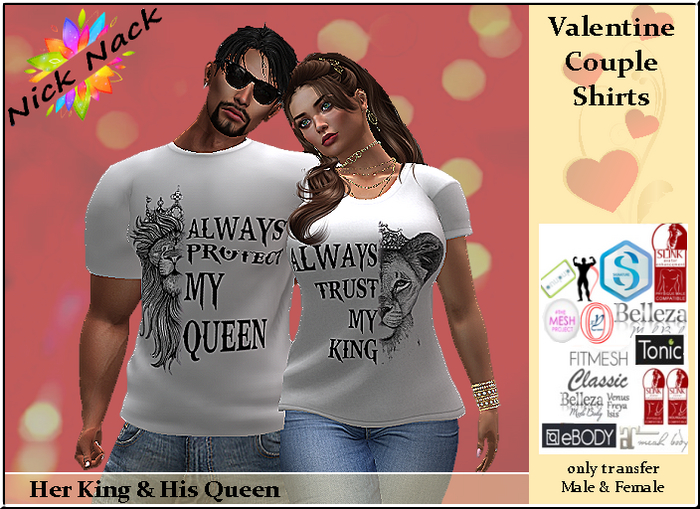 NN_Valentine Couple Shirt King&Queen