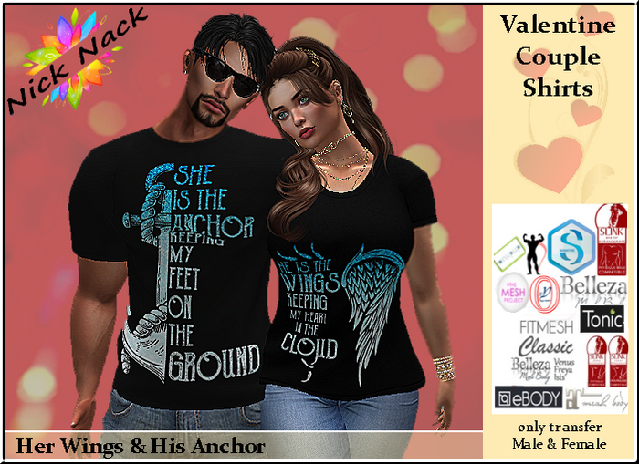NN_Valentine Couple Shirt Wings&Anchor