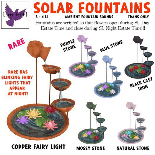[ free bird ] Solar Fountain - Copper Fairy Light RARE