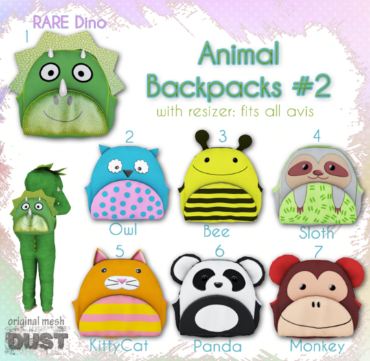 1 DUST: Backpack Dino RARE