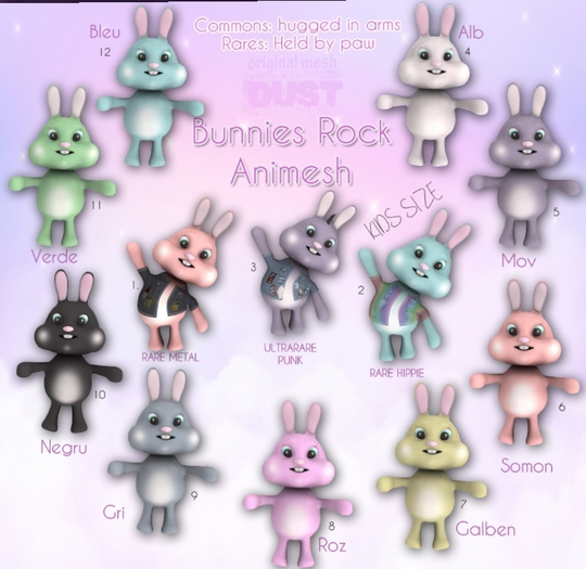2 DUST: Animesh Bunny Hippie RARE