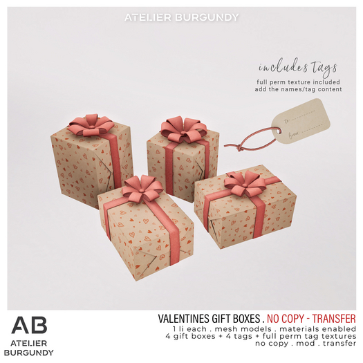Atelier Burgundy . Gift box Valentines transfer-no copy*REZ ME*
