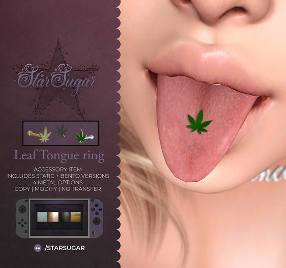 *SS* Leaf Tongue ring