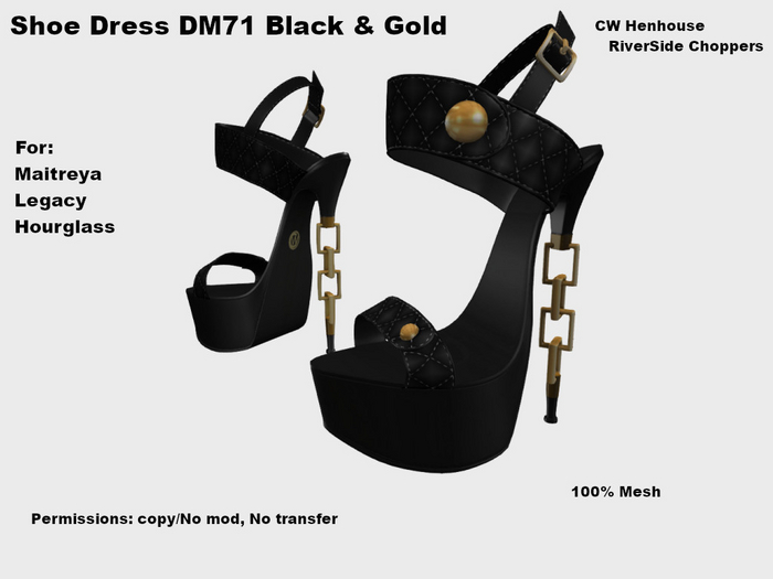 [CW] -Shoe Dress DM71 Black & Gold -BOX