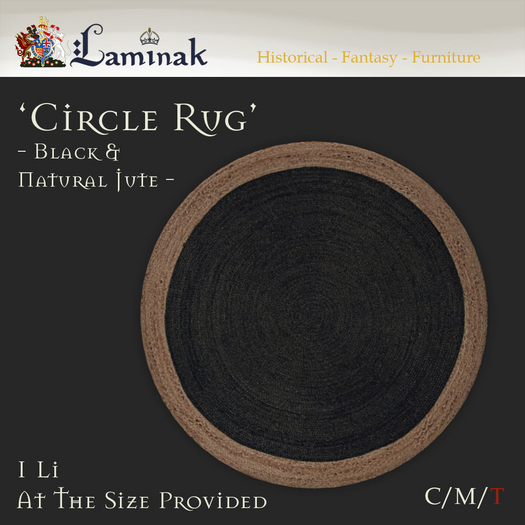Laminak - Circle Rug - Braided Natural & Black Jute