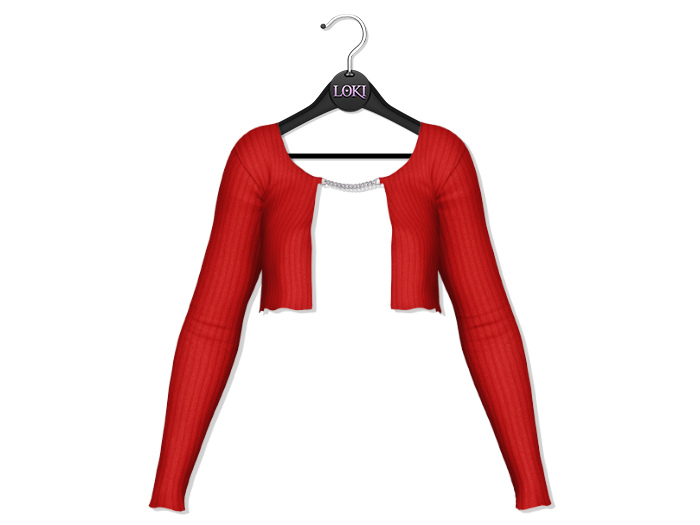 Loki - Nicole Crop Chain Cardigan - Red