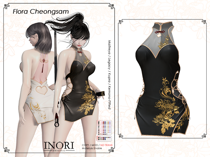 INORI - Flora Cheongsam Black