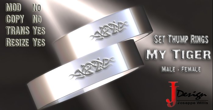 Set Silver Rings My Tiger Male & Female