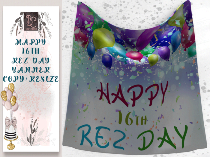 BMC3862 - HAPPY 16TH REZ DAY - DOUBLE SIDED DRAPED BANNER TOUCH TO RESIZE